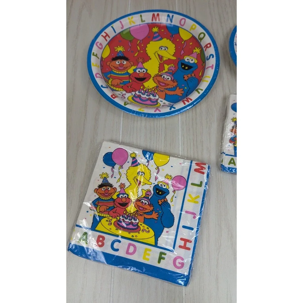 Vintage Sesame Street Party Supplies ABC Birthday Plates Napkins set lot